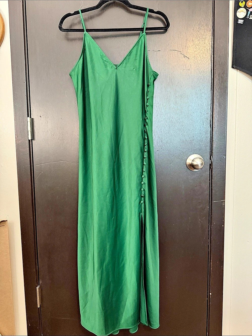 Banana Republic Emerald Green Maxi Dress Bias Cut Size 12